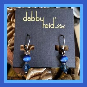 DABBY REID PIERCED DROP BLUE EARRINGS